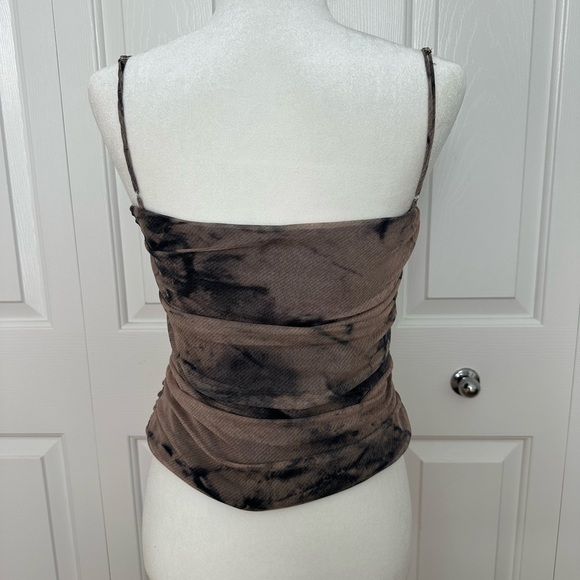 Zara Brown Ruched Crop Camisole - Picture 3 of 10